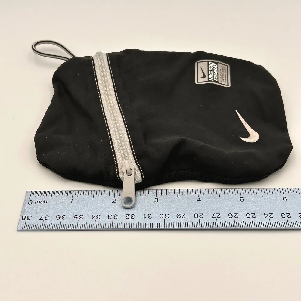 Nike Pro Combat Small Zippered Mesh Pouch Black Swoosh Utility Bag 5x6